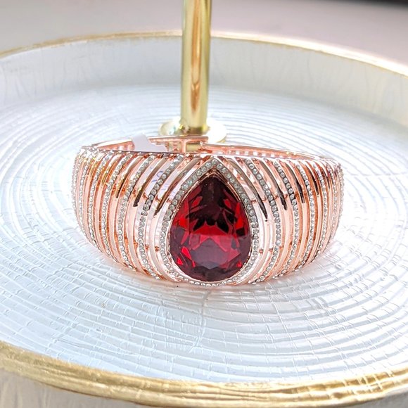 Rose Gold Plated Red Crystal Opulence Bracelet - Picture 5 of 6